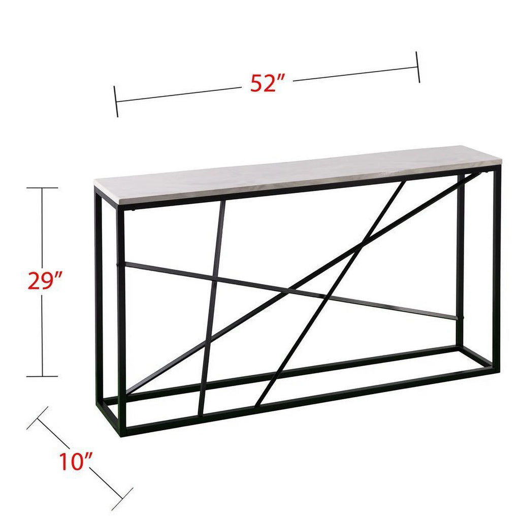Faux Marble Skinny Console Table in Matte Black E59947