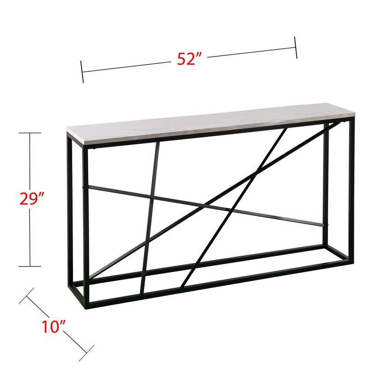 Faux Marble Skinny Console Table in Matte Black E59947