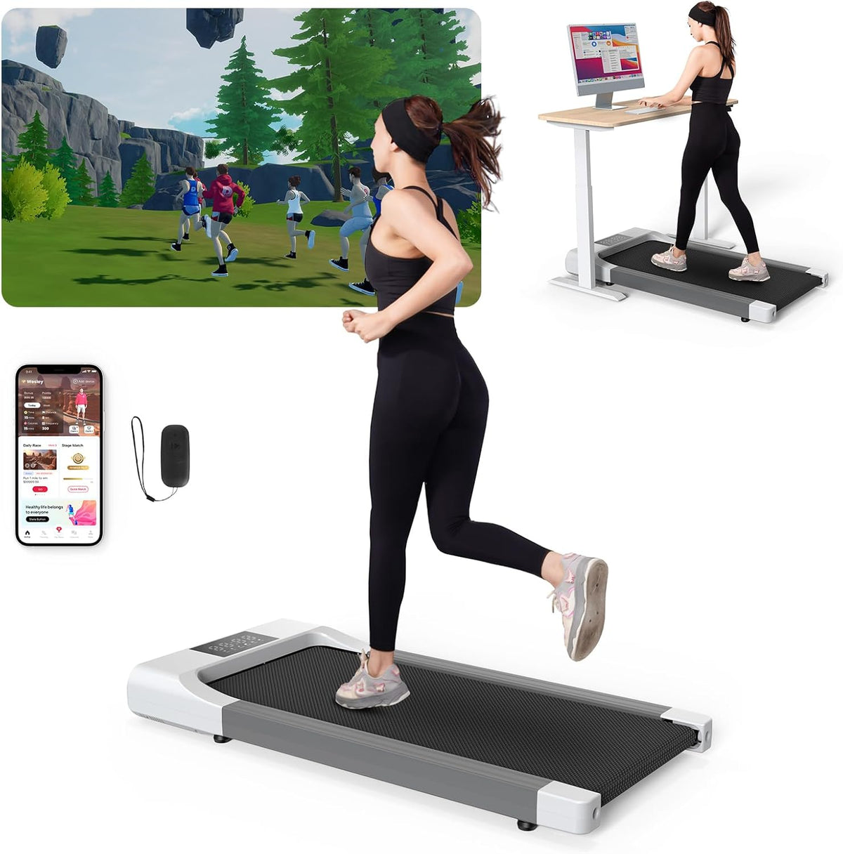 Under Desk Treadmill with Remote Control LED Display, 300 lb Capacity U744944