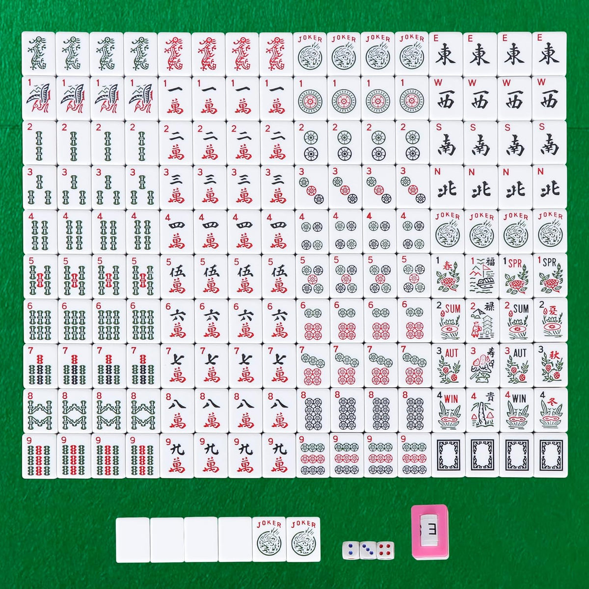 Cream White 166 Tiles Mahjong Set with Carrying Bag V24882