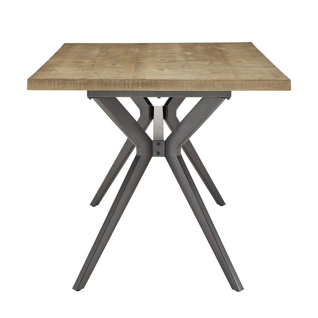 Light Pine and Black Metal Base Dining Table L6530
