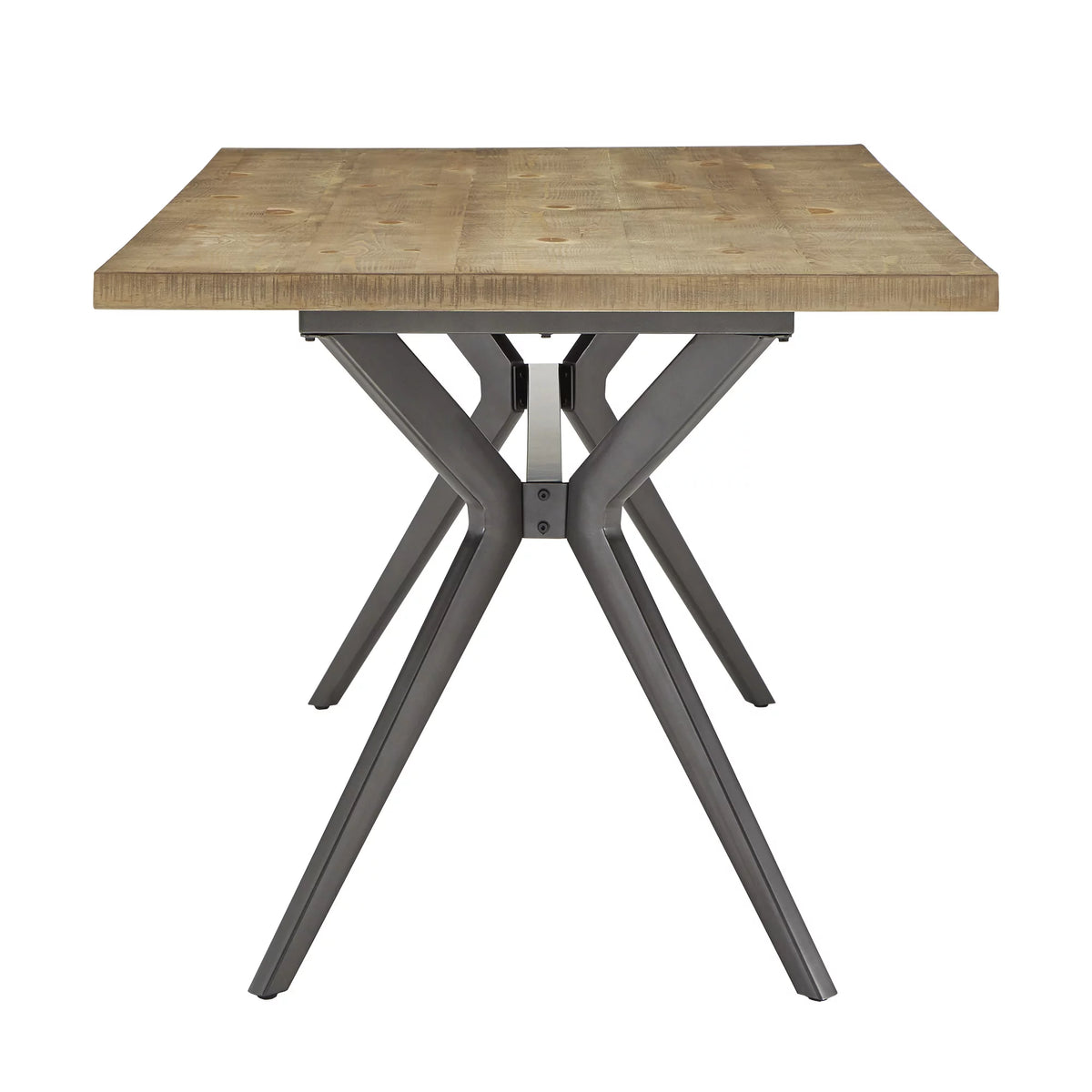 Light Pine and Black Metal Base Dining Table L6530
