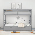Twin over Pull-out Bunk Bed with Trundle Gray Y147777