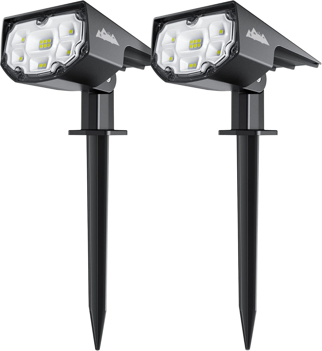 IP68 Waterproof Solar Powered 2-in-1 Outdoor Spotlights 2 Pack Warm White E80105