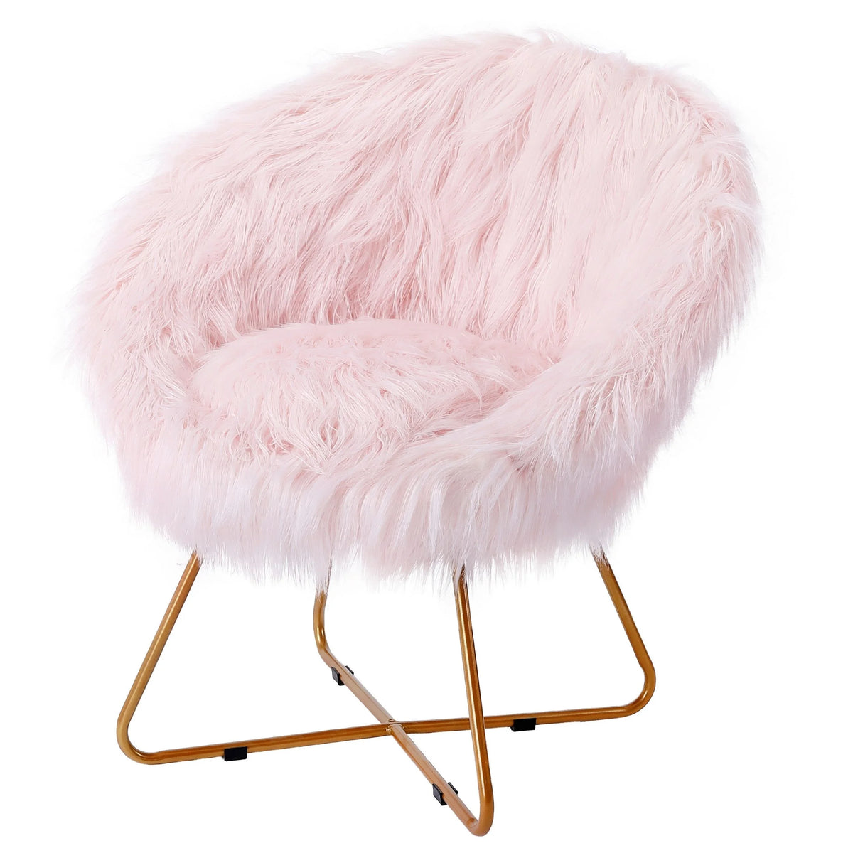 Pink Faux Fur Papasan Chair P574