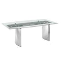 Clear Glass & Polished Stainless Steel Base Rectangular Frame Dining Table D33784