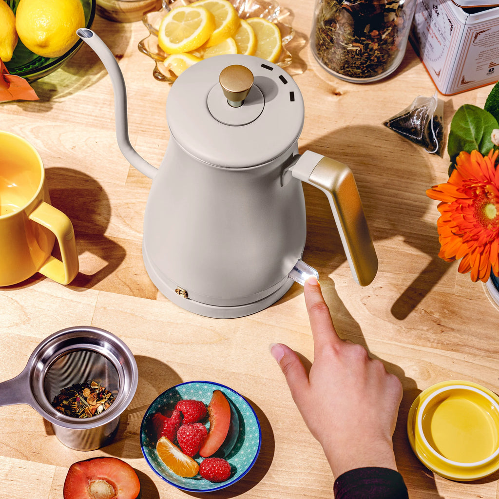 1-Liter Electric Gooseneck Kettle 1200 W Porcini Taupe Q233
