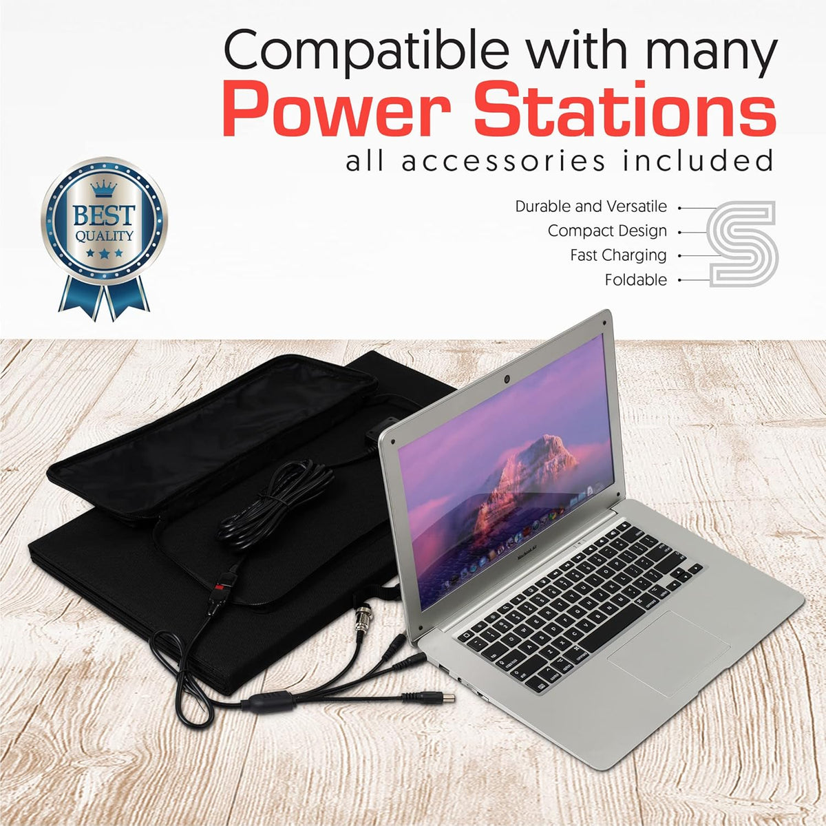 Portable Solar Panel Kit with USB Type-A Cable, 10A Charge Controller, 18DC Output W63133