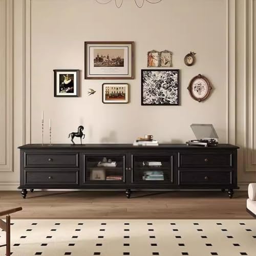 Black Solid Wood TV Stand (200X40X55CM) W760206