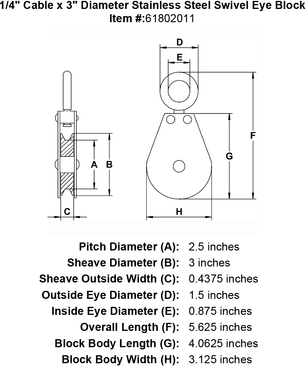 Stainless Steel Swivel Eye Block W923