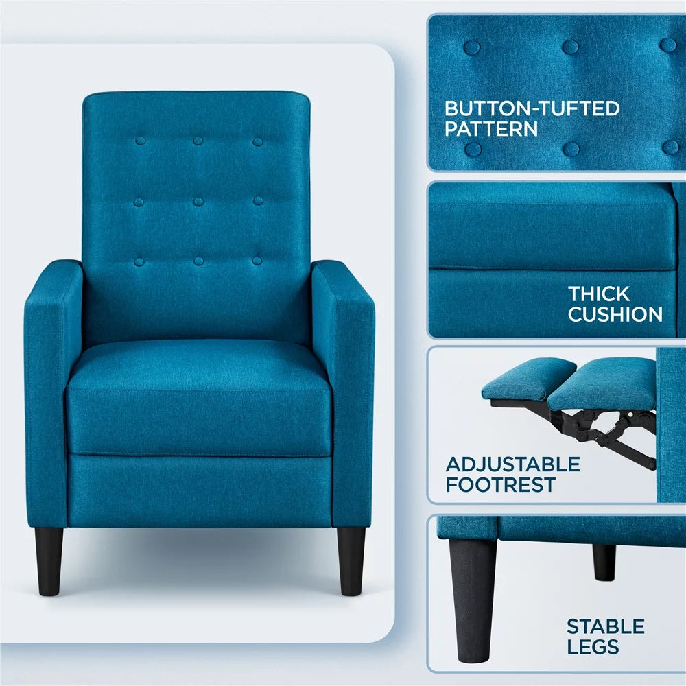 2PCS Blue Fabric Recliner Chair Q23477
