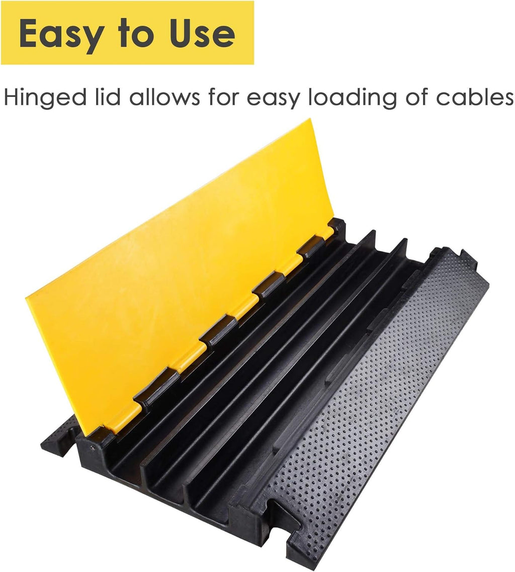 3 Channel Rubber Cable Ramp Cover Cord Protector Driveway Speed Bumps 88000 Lbs Pack of 2 F37723