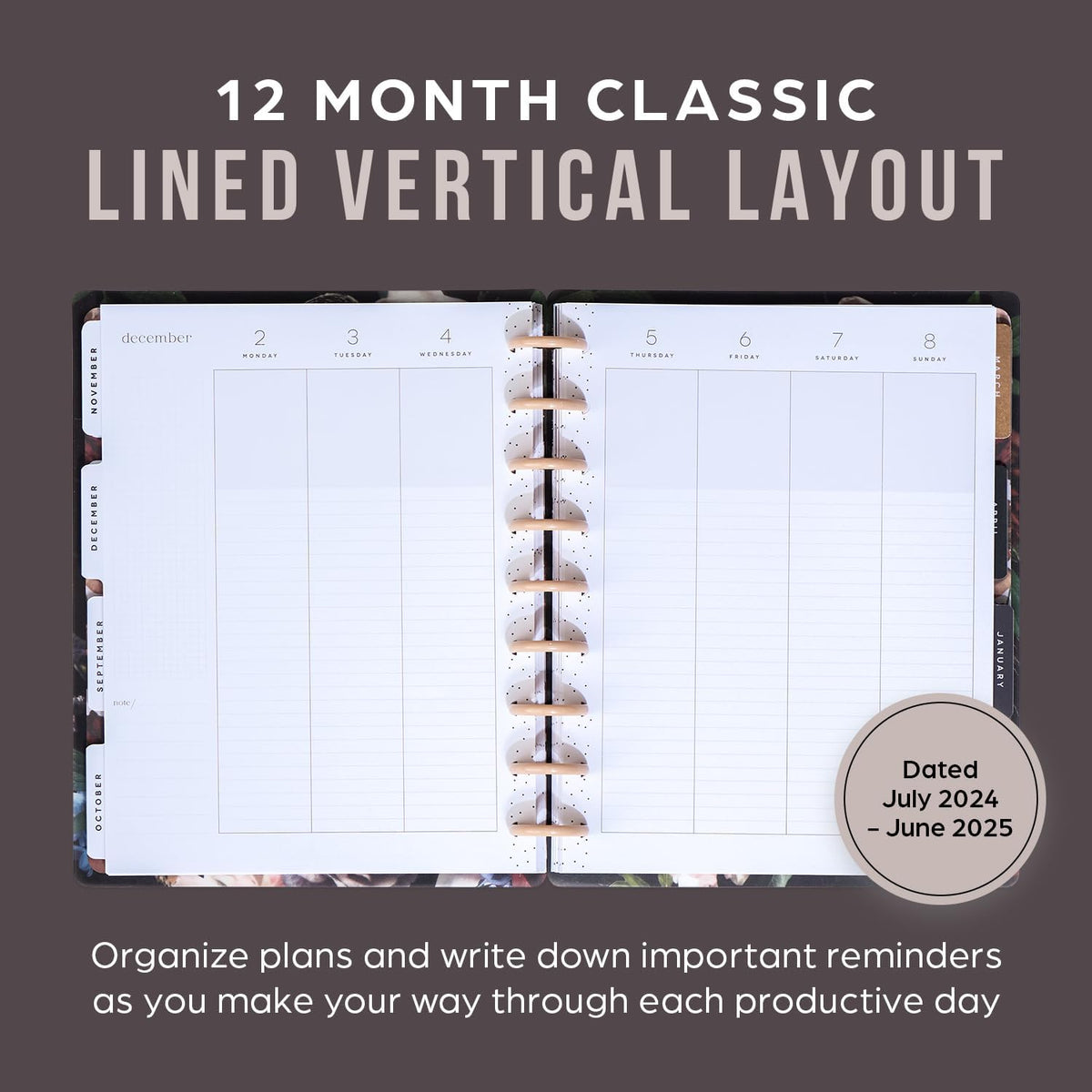 12-Month Academic Planner, Classic Size, Vertical Layout, 7" x 9 1/4" S905386