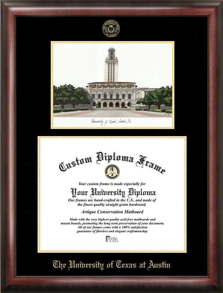 Gold Embossed Diploma Frame with Campus Images Lithograph C232056