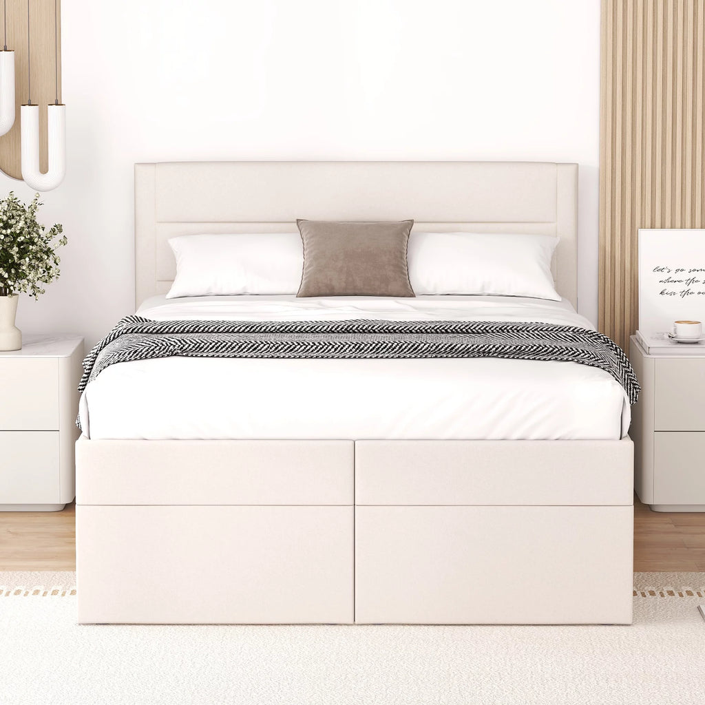 Full Size Lift-up Upholstery Platform Bed with Storage H9258
