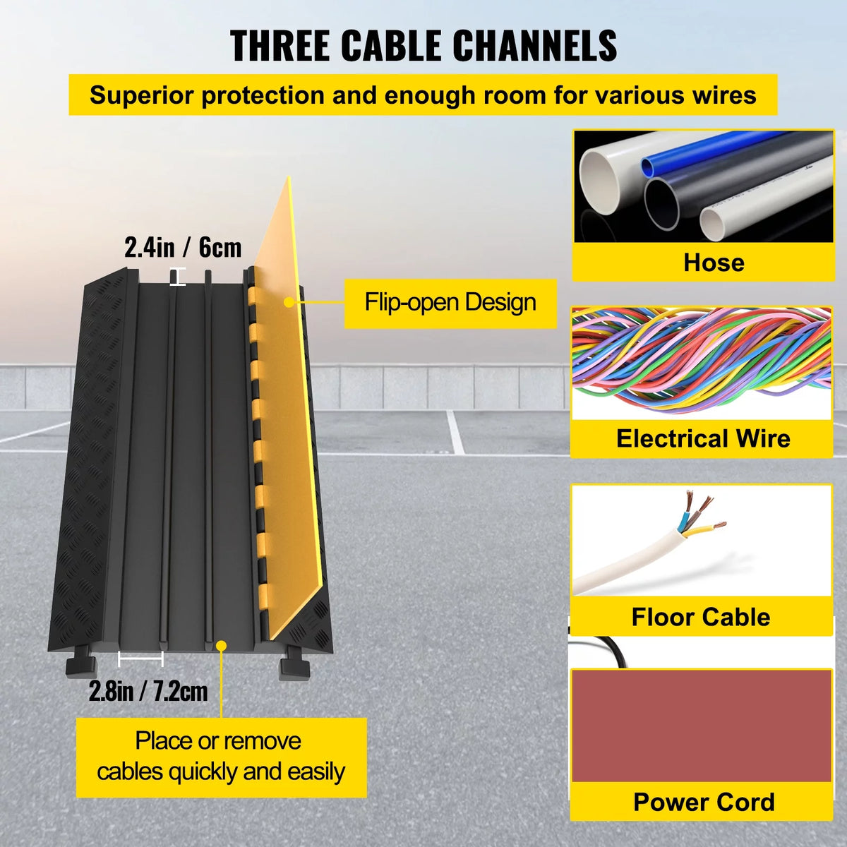 3-Channel Rubber Cable Protector Ramp V74294