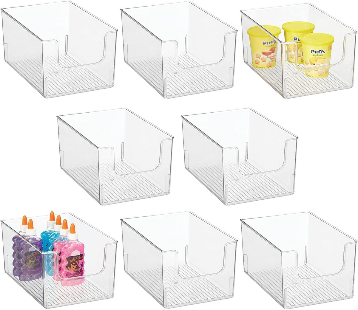 Clear 8 Pack Stackable Plastic Storage Organizer Bin Basket Y81782