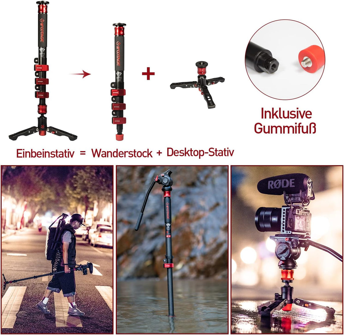 59 Carbon Fiber Video Monopod with Feet W18227