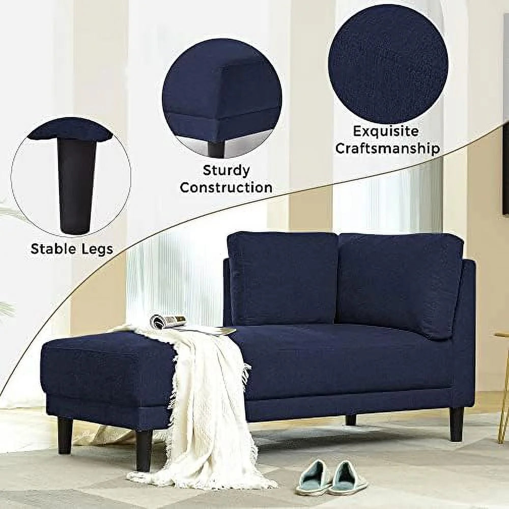 65" Mid-Century Modern Fabric Upholstered Chaise Lounge V7045