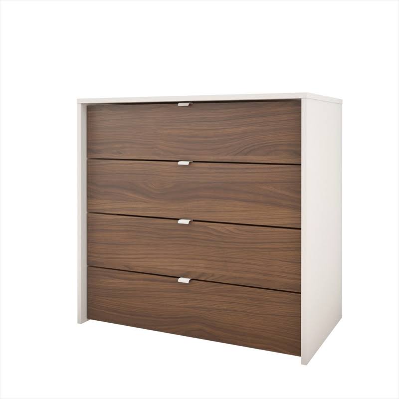 4 Piece Twin Size Bedroom Set Walnut White D12892