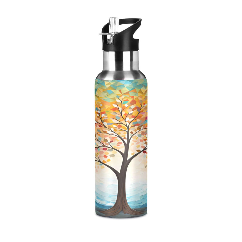 Orange Tree Abstract Stainless Steel Insulated Water Bottle with Straw Lid K592207