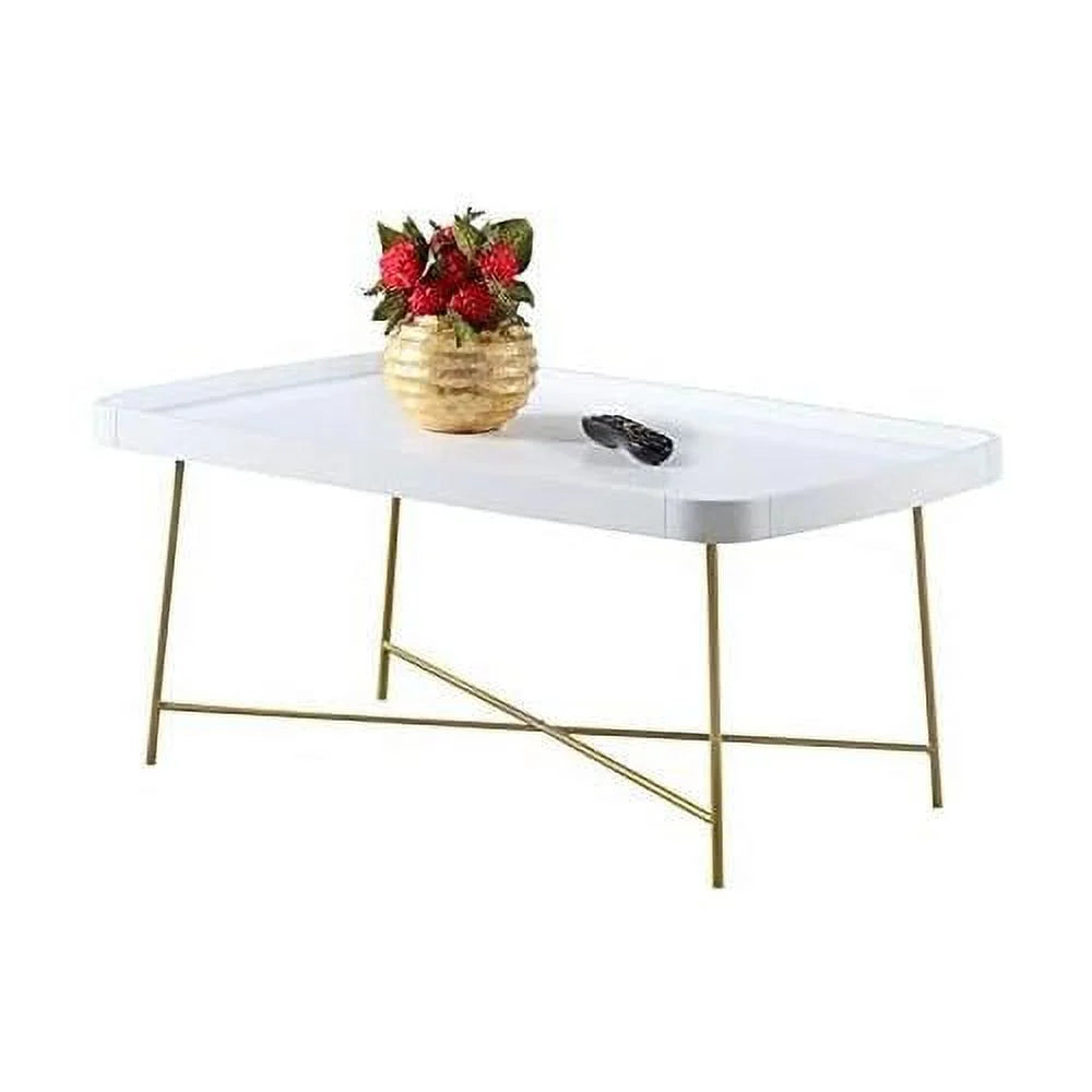 White Wood Coffee Table with X Legs R8258