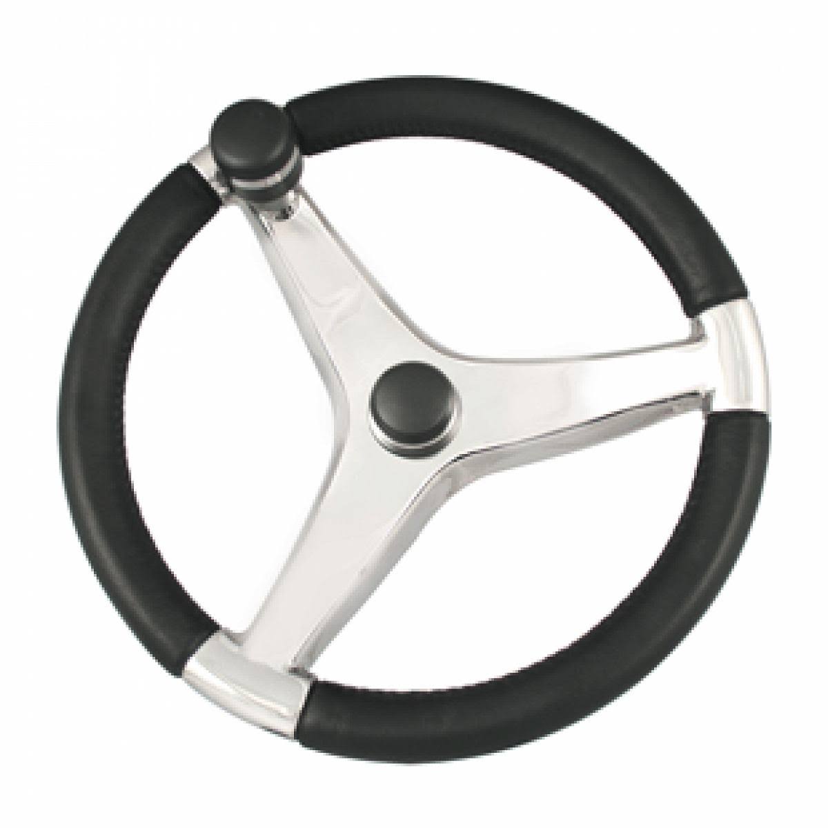 13.5x22 D Cast Stainless Steel Steering Wheel with Control Knob P9589