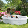 Brown Semi-Inflatable Frame Swimming Pool N8007