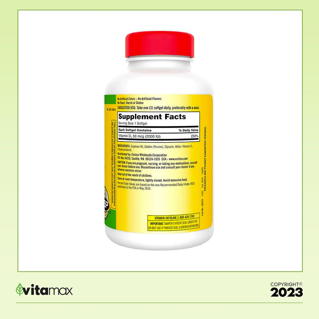 Extra Strength D3 50 mcg, 600 Softgels O262479