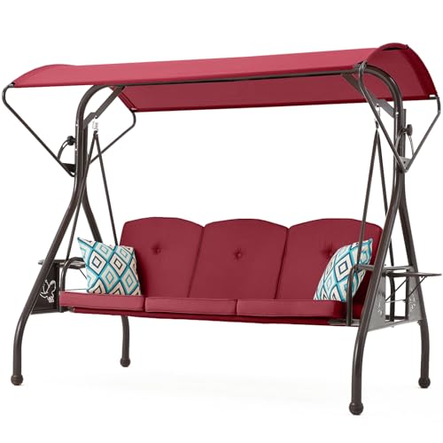 Green Patio Swing with Canopy 3 Seat with Stand B4291