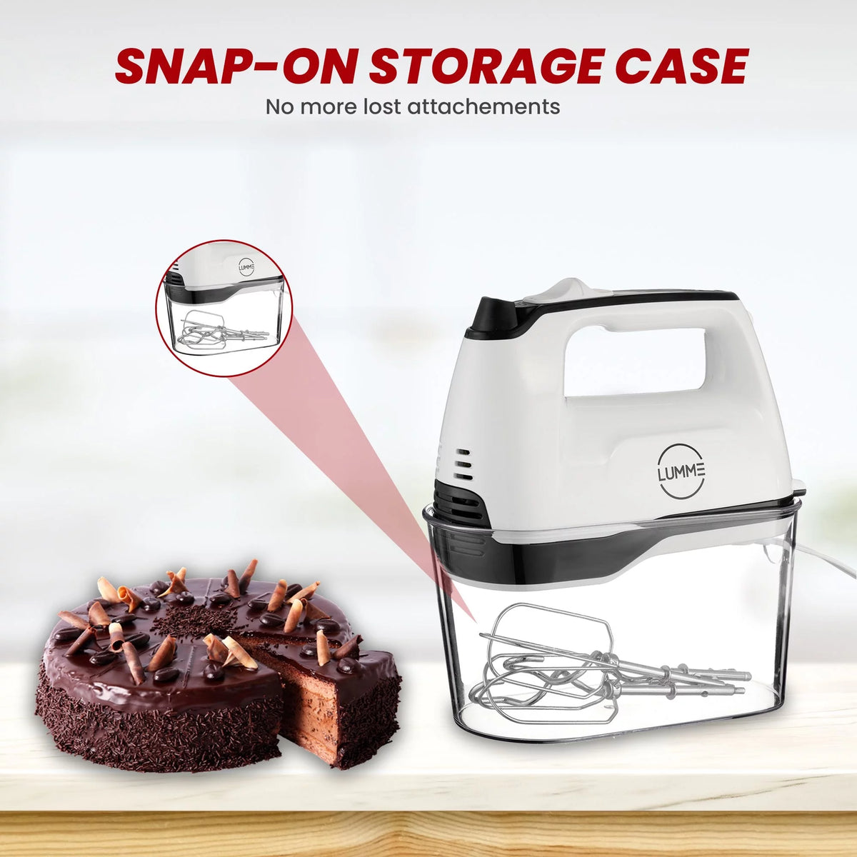 Grey Electric Hand Mixer with 5 Speeds, 2 Beaters, 2 Dough Hooks, Storage Case Q957380
