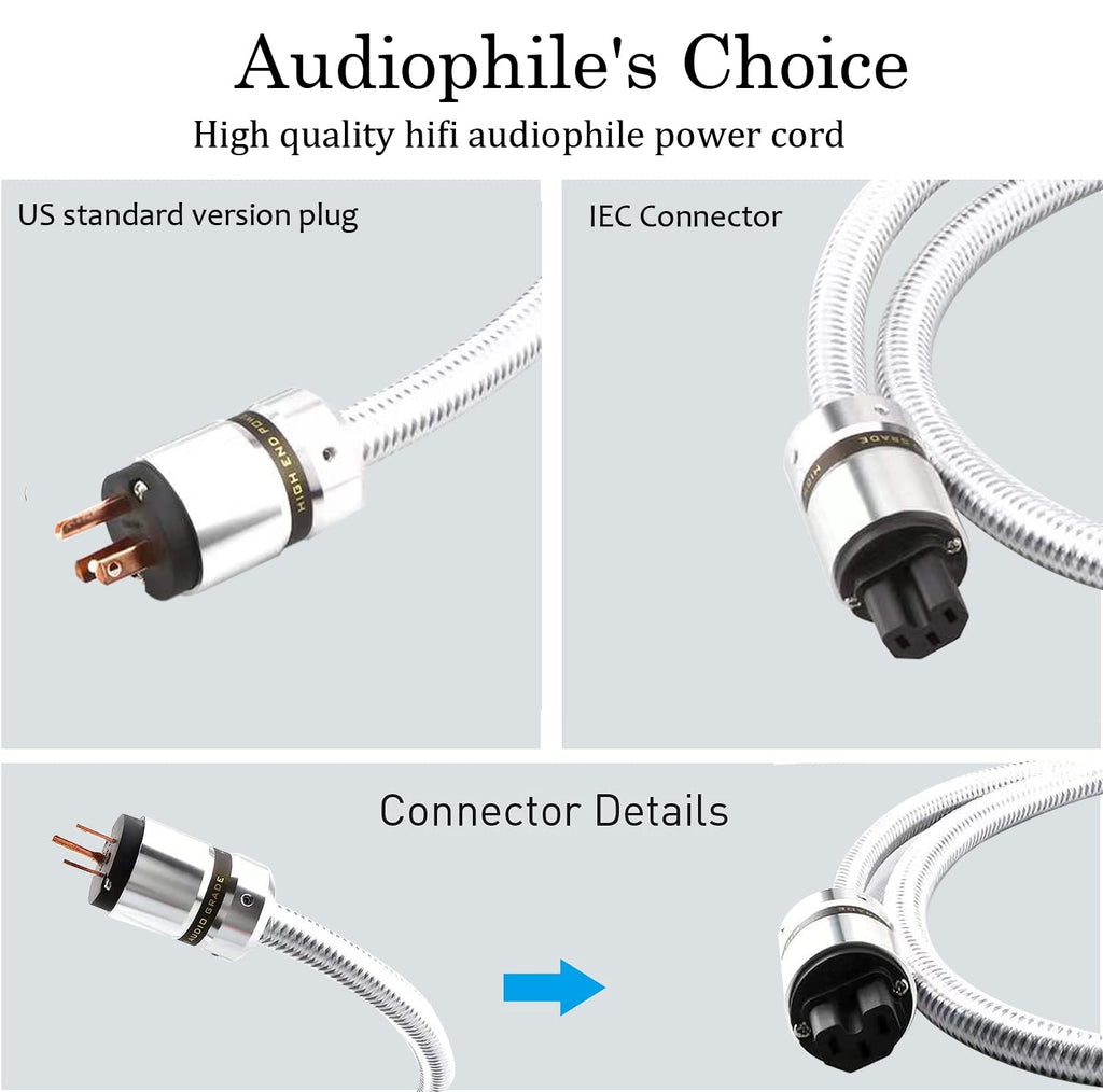14AWG 3-Prong Silver Power Cable Pack of 2 D530702