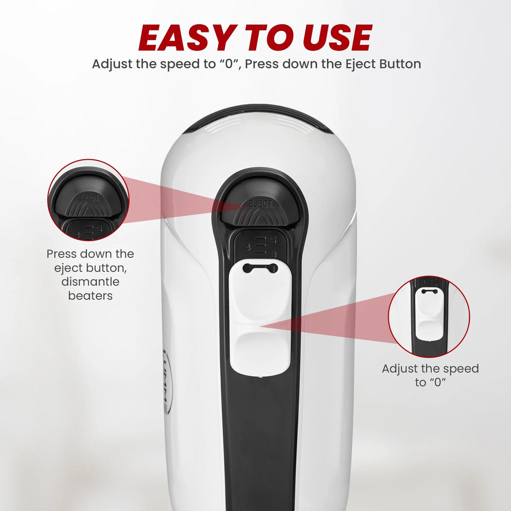 Grey Electric Hand Mixer with 5 Speeds, 2 Beaters, 2 Dough Hooks, Storage Case Q957380