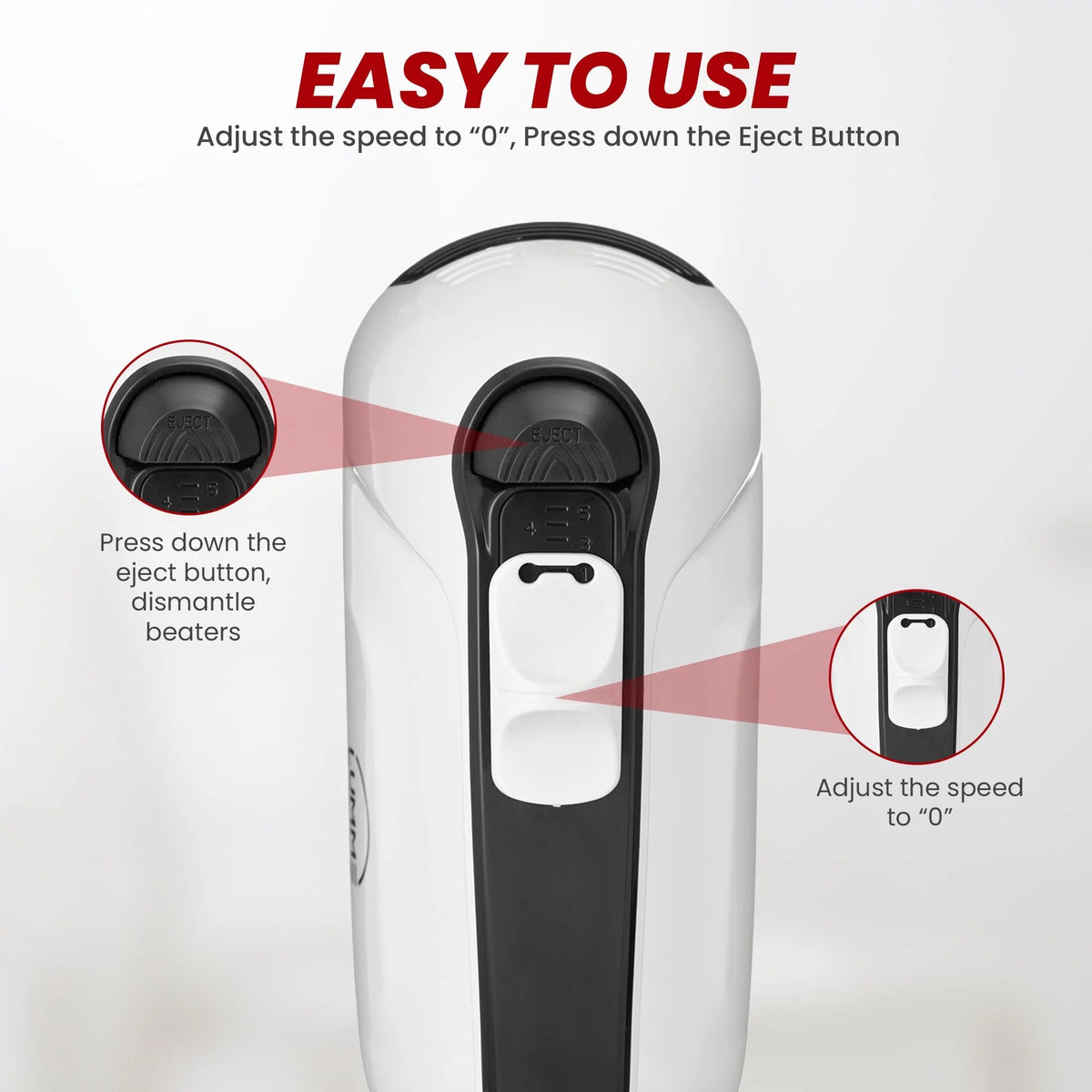 Grey Electric Hand Mixer with 5 Speeds, 2 Beaters, 2 Dough Hooks, Storage Case Q957380