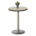 Round Barista Cafe Height Table Walnut Laminate Top Black Edge Silver Base U41207