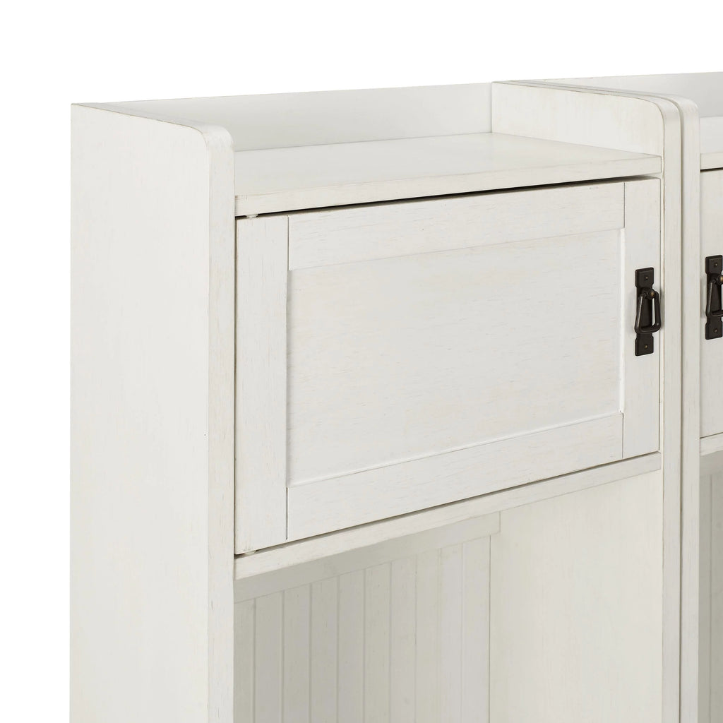 Distressed White Wood Hall Tree (Set of 2) L88315