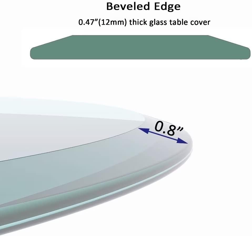 24 Inch Round Tempered Glass Table Top Clear 1/2 Inch Thick Beveled Polished Edge F656