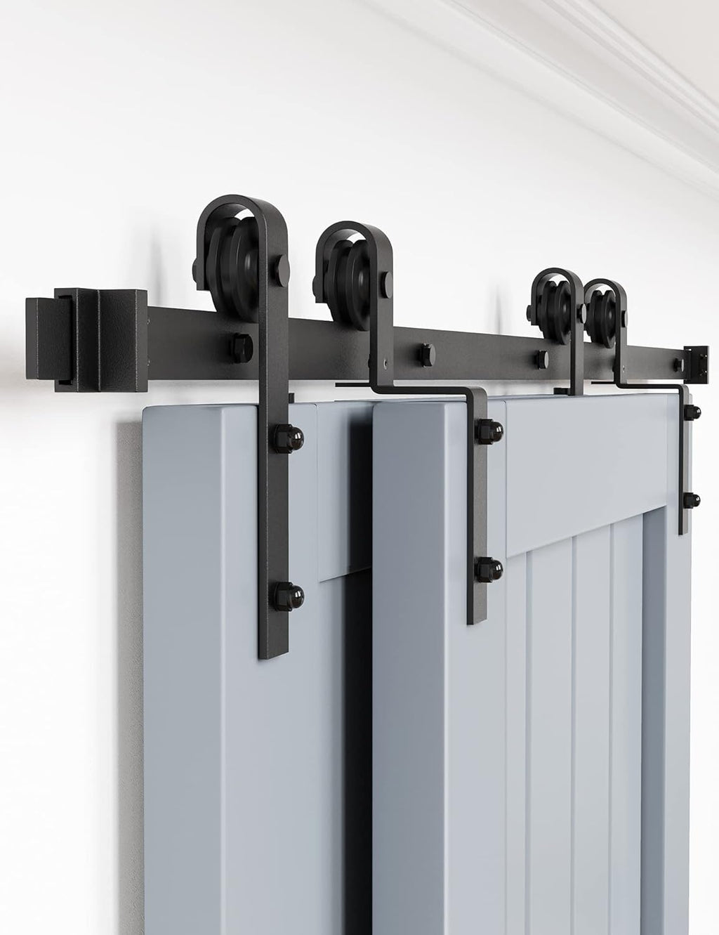 6FT Single Track Bypass Barn Door Hardware Kit I342