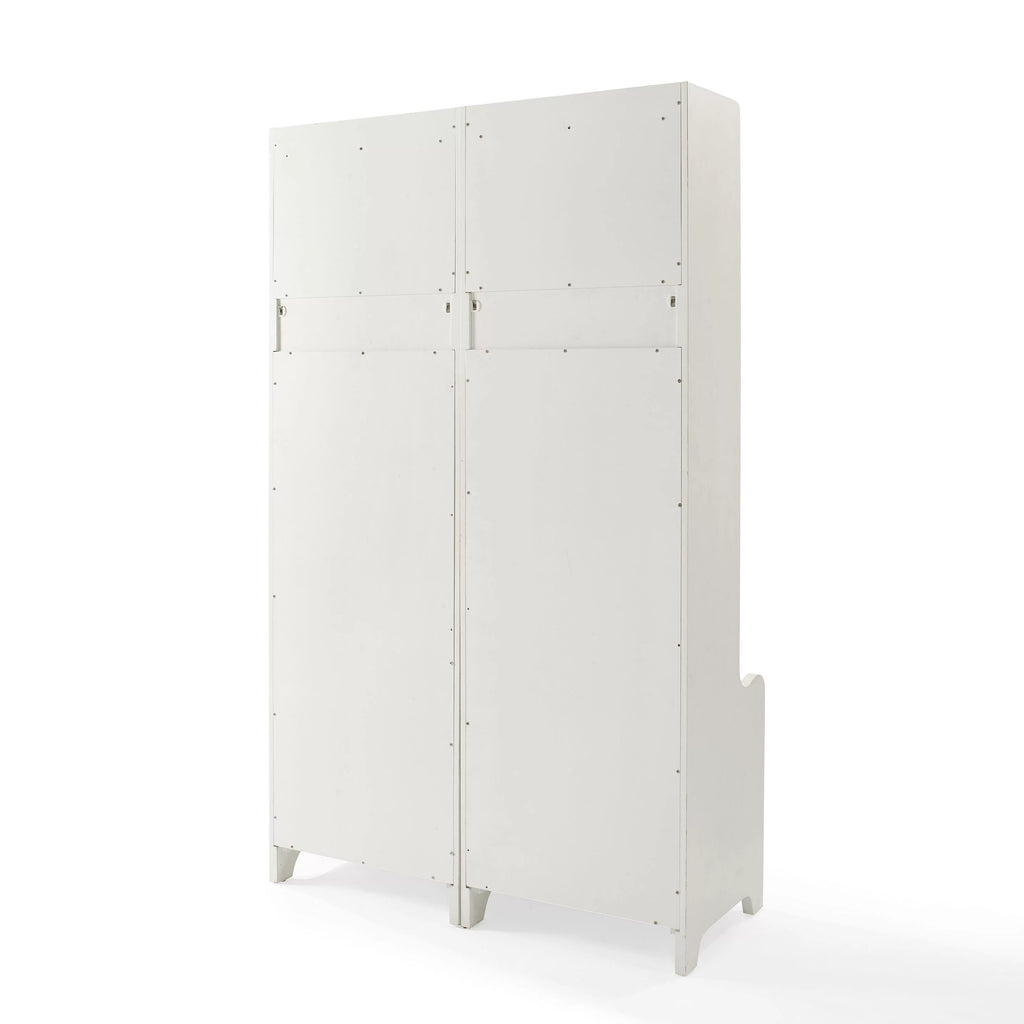 Distressed White Wood Hall Tree (Set of 2) L88315