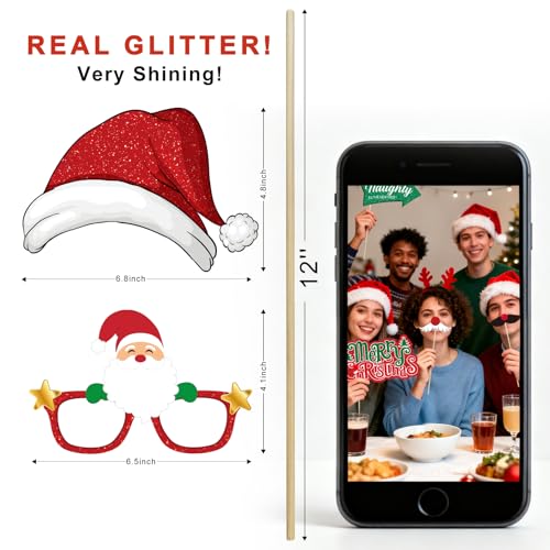 30pcs Glitter Christmas Photo Booth Props Set E3543