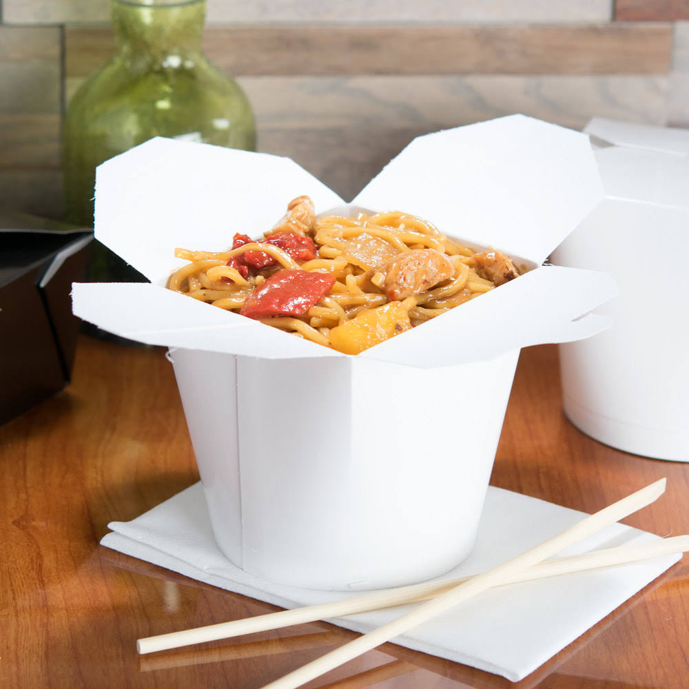 White 26 oz Microwavable Paper Take-Out Container 500/Case P95351