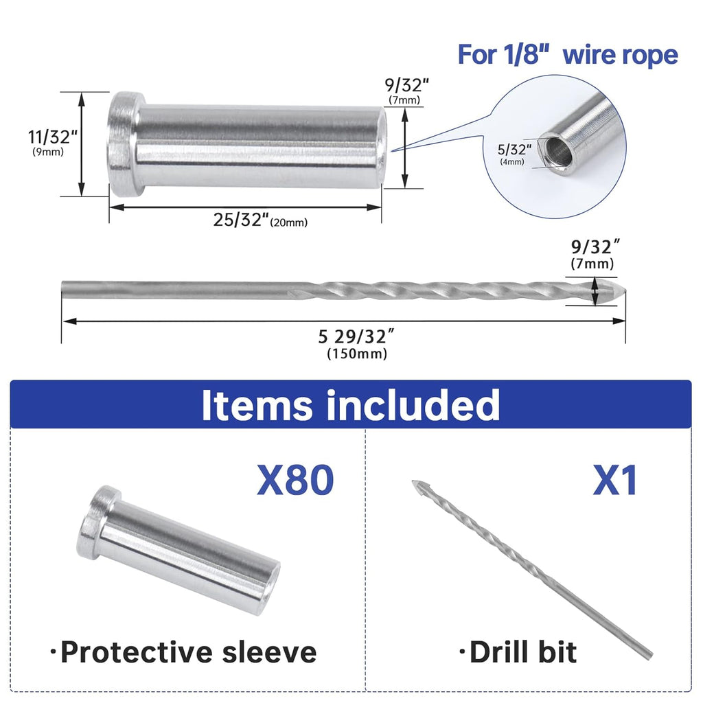 100 Pack Stainless Steel Protective Sleeves Cable Railing Kit W162850