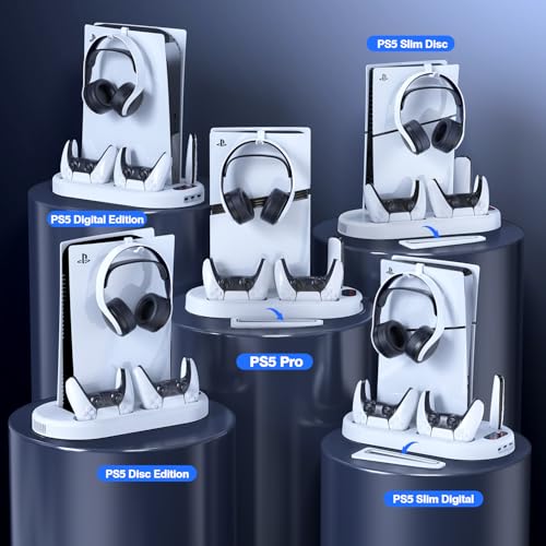 PS5 Slim Stand with Cooling Fan and Charging Station White O25784
