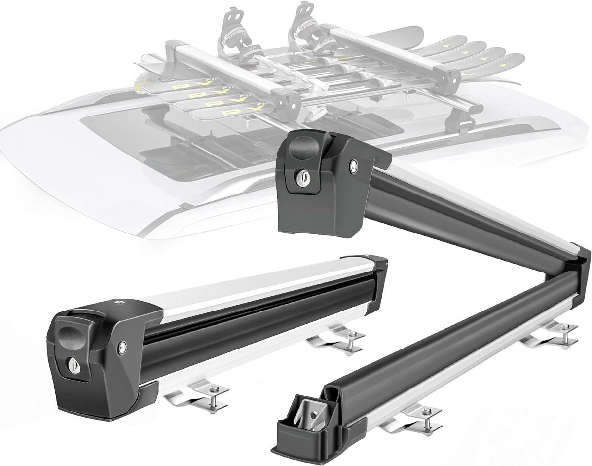 Aluminum Universal Car Ski Roof Racks, 2 Pcs Silver W897976