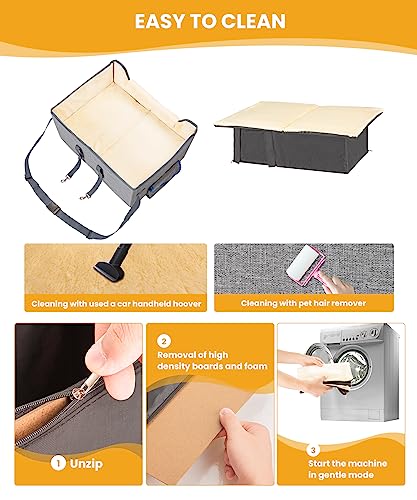 Elevated Dog Booster Seat Pet Travel Carrier Bed with Adjustable Straps M68199
