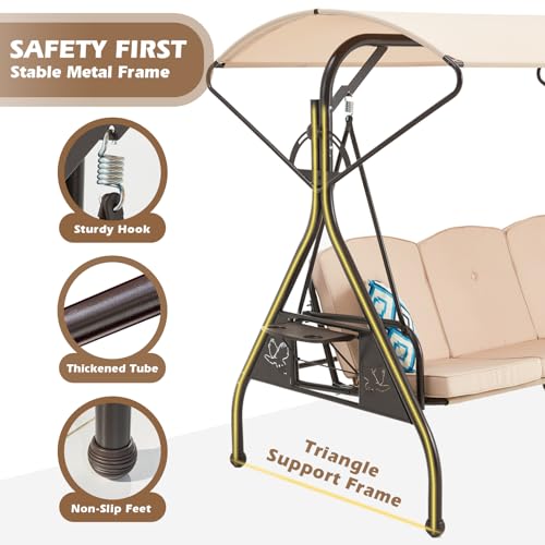 Green Patio Swing with Canopy 3 Seat with Stand B4291