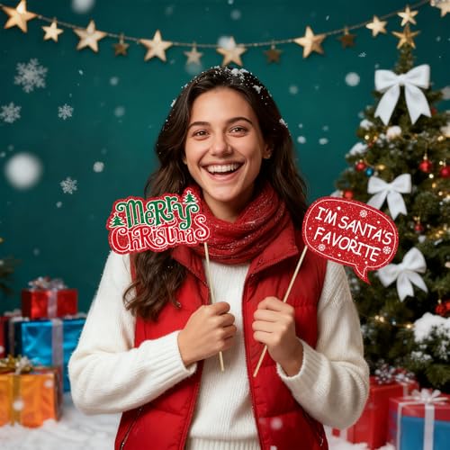 30pcs Glitter Christmas Photo Booth Props Set E3543