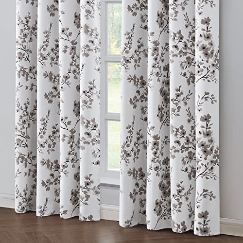 Taupe Floral Blackout Curtains, 52 X 84 Inches, 2 Panels R890