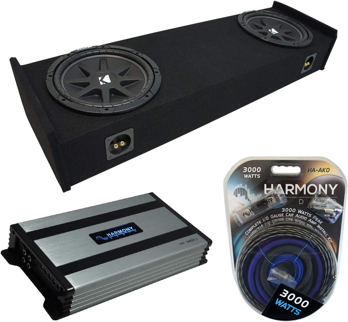 Compatible with Ford F-150 Super Cab Truck 1997-1999 Amplifier and Dual 10 Sub Box Enclosure A1550