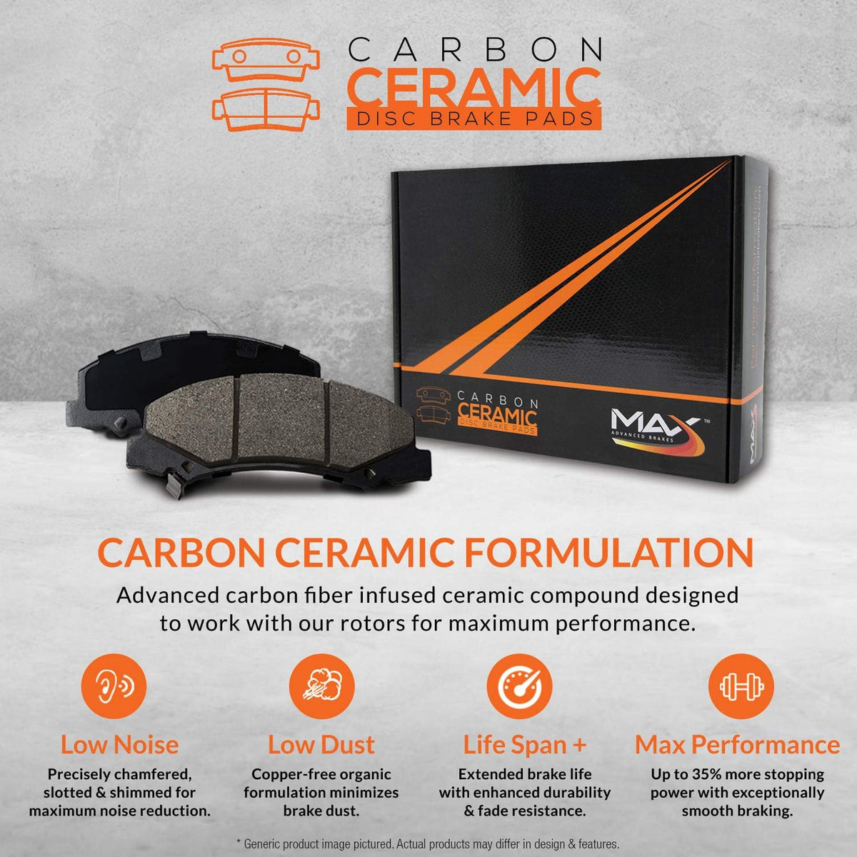 Max Brakes Premium OE Rotors with Carbon Ceramic Pads H2990